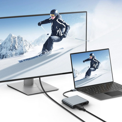 Hub USB-C Tech-Protect HB08, 1 x USB-A - 1 x USB-C - 2 x HDMI, Grigio