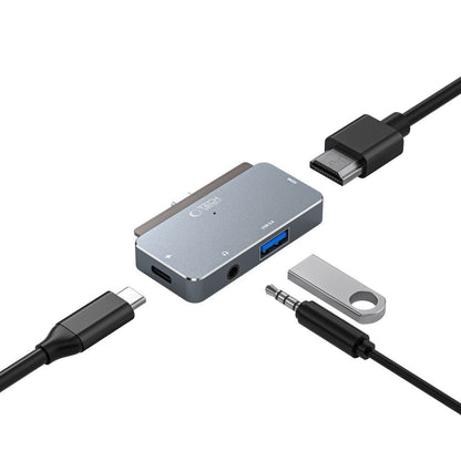 Hub USB-C Tech-Protect V6, 1 x USB-A - 1 x USB-C - 1 x HDMI - 1 x jack da 3,5 mm, grigio 