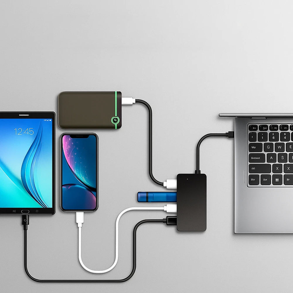 Hub USB-C Techsuit H16 QuantumNode, 4in1, Nero