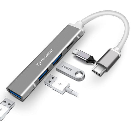 Hub USB-C Techsuit H18 PolarisBridge, 4in1, Grigio Bianco