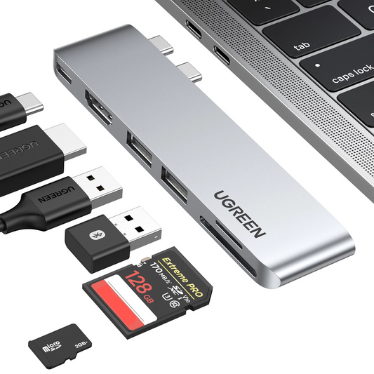 Hub USB-C UGREEN CM380 (80856) per Apple MacBook Pro / Air Series, 2 x USB-A 3.0 - 1 x USB-C - 1 x HDMI - 1 x SD - 1 x microSD