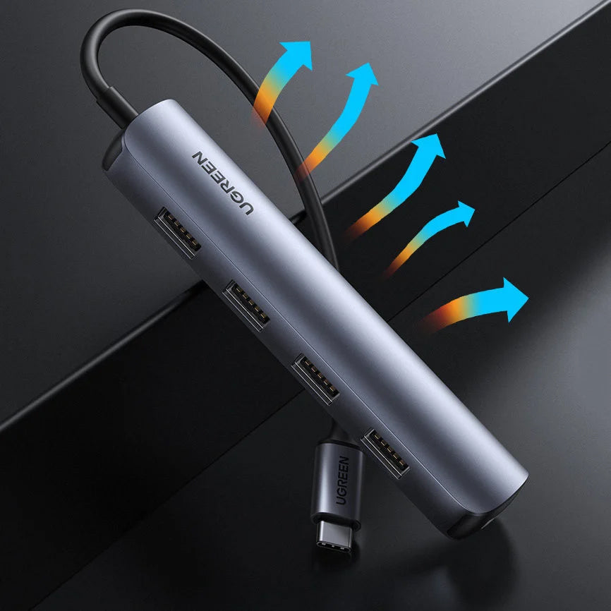 Hub USB-C UGREEN CM417, 4 x USB-A 3.2 - 1 x HDMI, Grigio