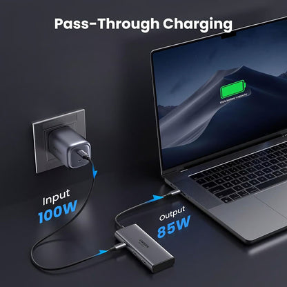 Hub USB-C UGREEN CM498 (15852), 2 x USB-A 3.0 - 2 x USB-C - 2 x HDMI, Grigio