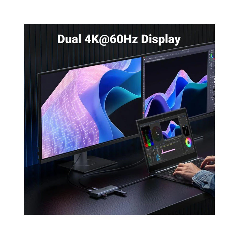 Hub USB-C UGREEN CM498 (45379), 2 x USB-A 3.2 - 3 x USB-C - 2 x HDMI, Grigio