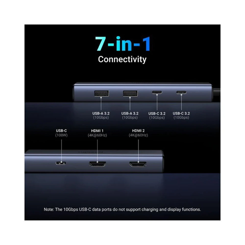 Hub USB-C UGREEN CM498 (45379), 2 x USB-A 3.2 - 3 x USB-C - 2 x HDMI, Grigio
