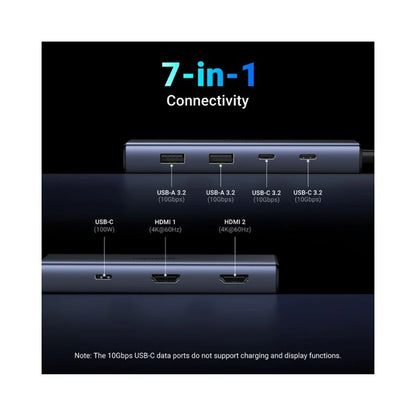Hub USB-C UGREEN CM498 (45379), 2 x USB-A 3.2 - 3 x USB-C - 2 x HDMI, Grigio