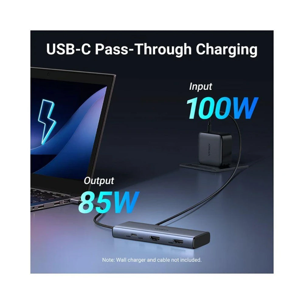Hub USB-C UGREEN CM498 (45379), 2 x USB-A 3.2 - 3 x USB-C - 2 x HDMI, Grigio