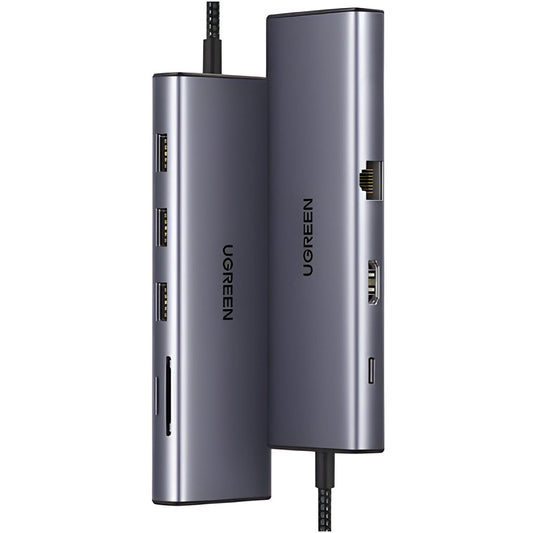 Hub USB-C UGREEN CM498 (15600), 3 x USB-A 3.0 - 1 x USB-C - 1 x HDMI - 1 x VGA - 1 x RJ45 - 1 x SD - 1 x microSD, Grigio