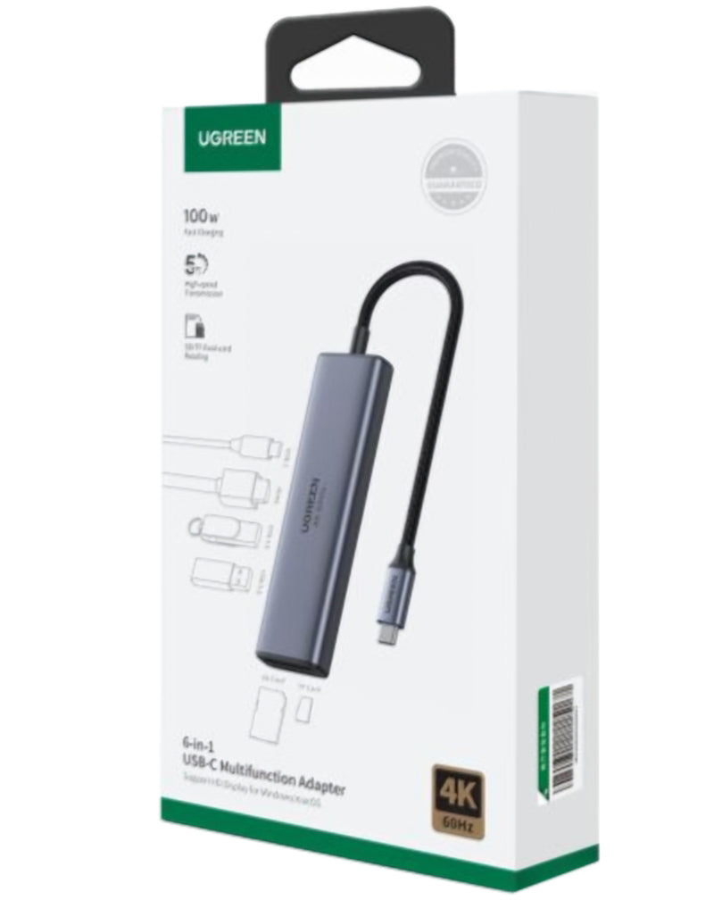 Hub USB-C UGREEN CM511 (60384), 2 x USB-A 3.0 - 1 x USB-C - 1 x HDMI - 1 x SD - 1 x microSD, Grigio