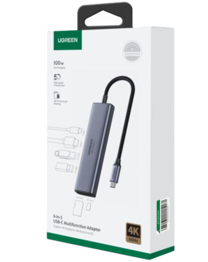 Hub USB-C UGREEN CM511 (60384), 2 x USB-A 3.0 - 1 x USB-C - 1 x HDMI - 1 x SD - 1 x microSD, Grigio