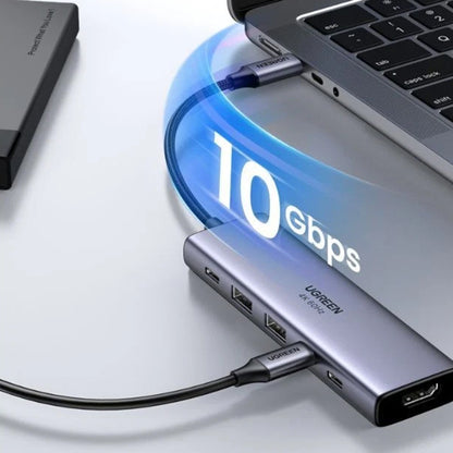 Hub USB-C UGREEN CM511 (35999), 2 x USB-A 3.2 - 3 x USB-C - 1 x HDMI, Grigio