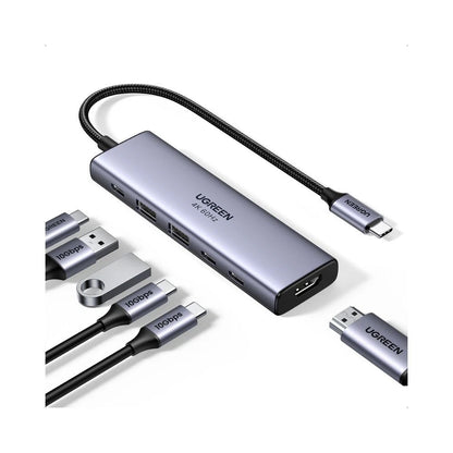 Hub USB-C UGREEN CM511 (35999), 2 x USB-A 3.2 - 3 x USB-C - 1 x HDMI, Grigio
