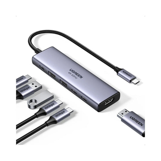 Hub USB-C UGREEN CM511 (35999), 2 x USB-A 3.2 - 3 x USB-C - 1 x HDMI, Grigio
