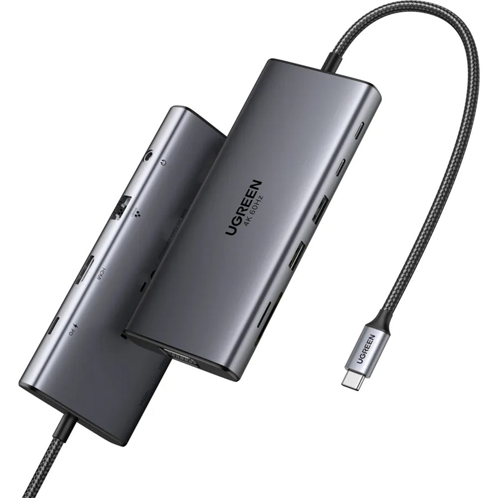 UGREEN CM639 USB-C Hub (45520), 2 x USB-A 3.2 - 3 x USB-C - 1 x HDMI - 1 x VGA - 1 x 3.5mm Jack - 1 x RJ45 - 1 x SD - 1 x microSD, Gray