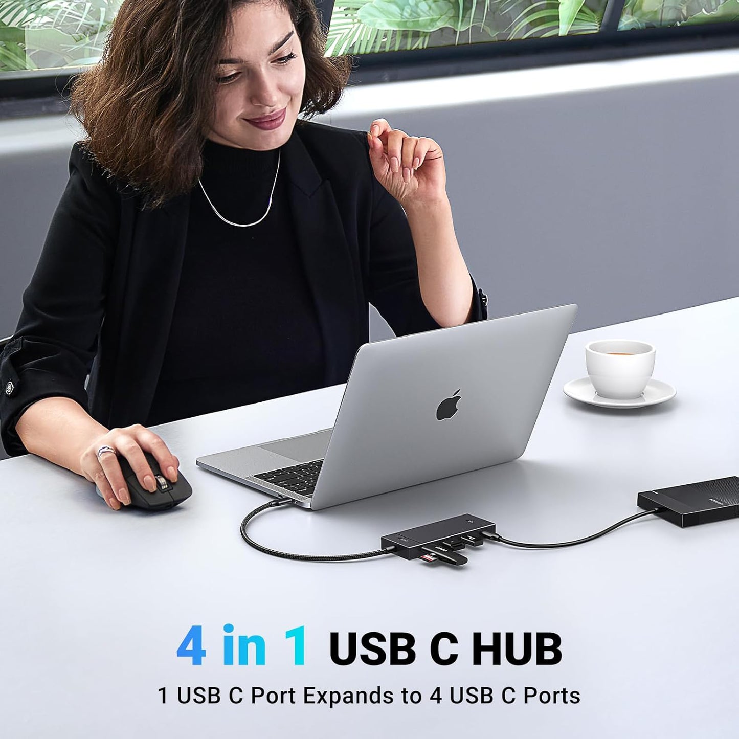 Hub USB-C UGREEN CM806, 4 x USB-C, 0.5m, Nero