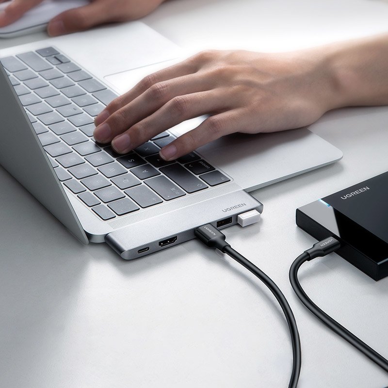 Hub USB-C UGREEN per Apple MacBook Pro / Air Series, 3 x USB-A 3.0 - 1 x USB-C - 1 x HDMI, Grigio