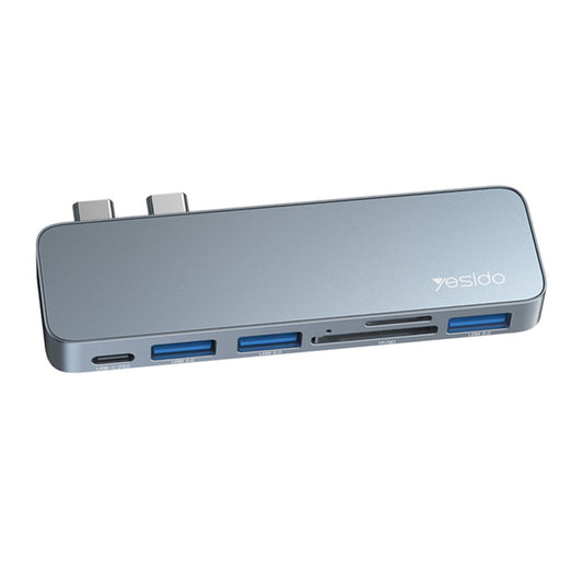 Hub USB-C Yesido HB10 per Apple MacBook Pro / Air, 6in1, Grigio