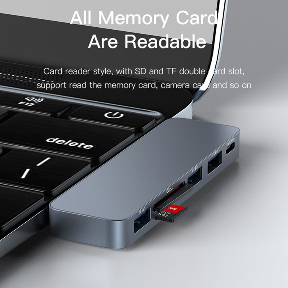 Hub USB-C Yesido HB10 per Apple MacBook Pro / Air, 6in1, Grigio