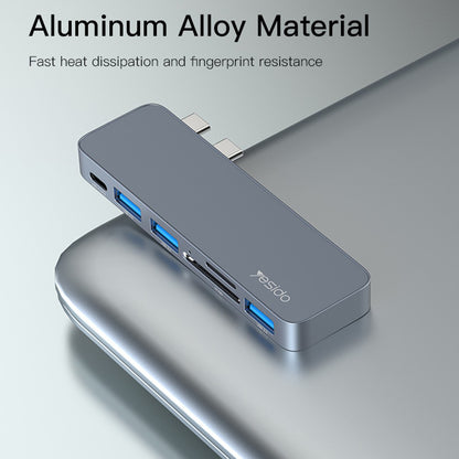 Hub USB-C Yesido HB10 per Apple MacBook Pro / Air, 6in1, Grigio