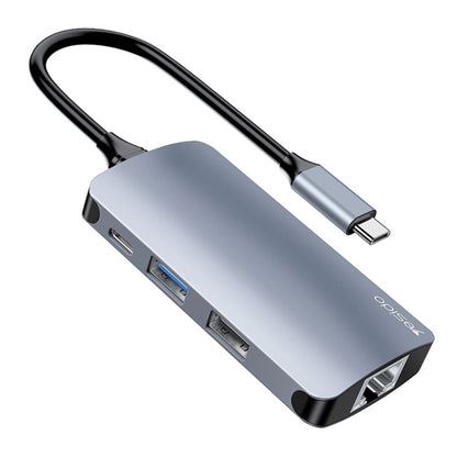 Hub USB-C Yesido HB15, 6in1, Grigio