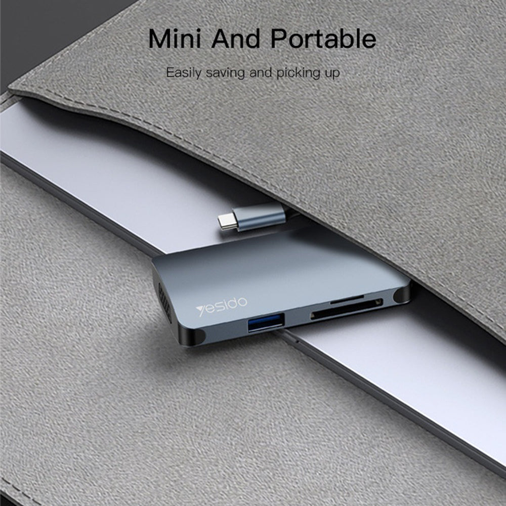 Hub USB-C Yesido HB16, 7in1, Grigio