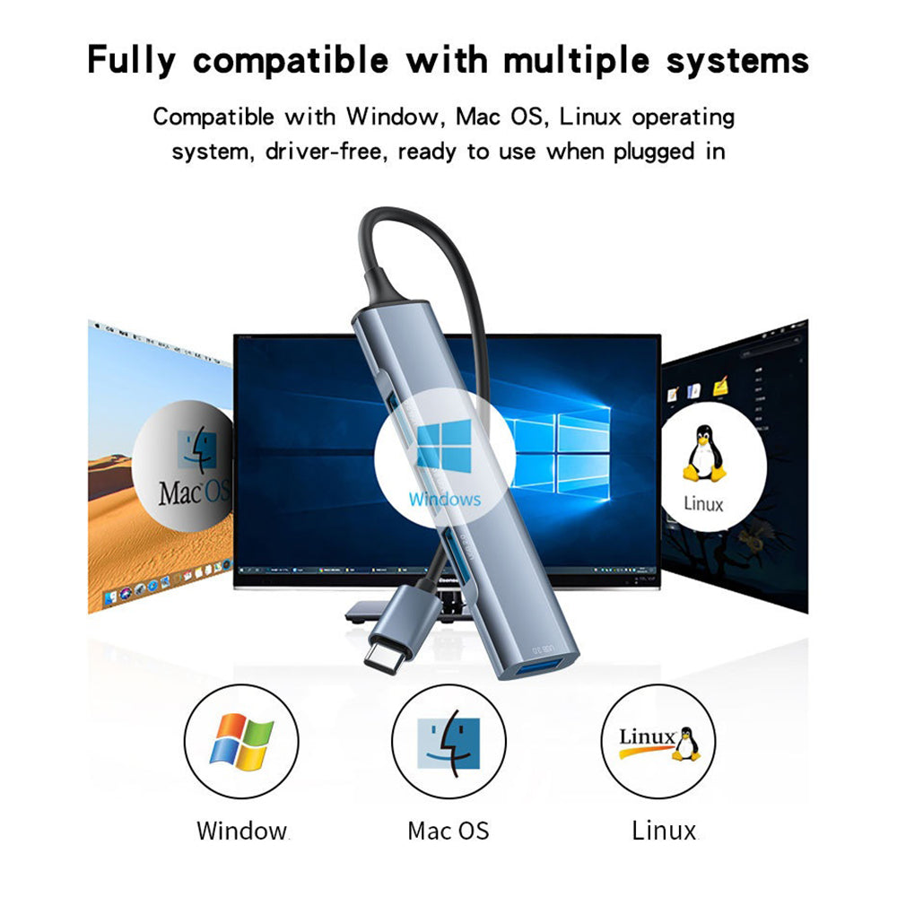 Hub USB-C Yesido HB17, 4in1, Grigio