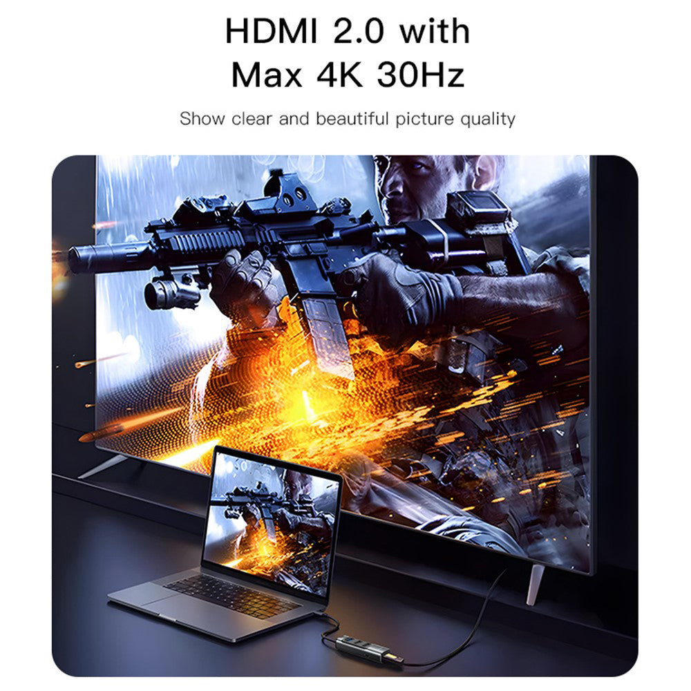 Hub USB-C Yesido HB22, 5in1, Grigio