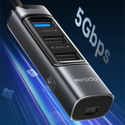 Hub USB-C Yesido HB24, 5in1, Grigio