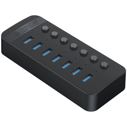 Hub USB Orico CT2U3-7AB, 7 x USB-A 3.0, Nero