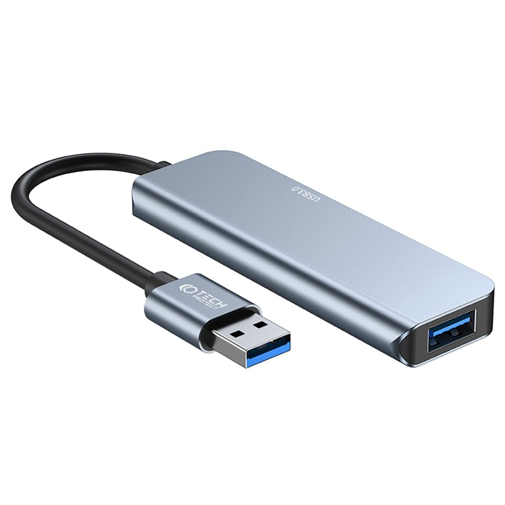 Hub USB Tech-Protect V0, 3 x USB-A 3.0 - 1 x USB-A - 1 x USB-C, grigio