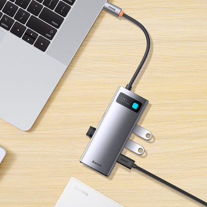 Hub USB-C Baseus Metal Gleam, 4 x USB-A 3.0, Grigio WKWG070013