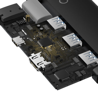 Baseus Lite USB-C Hub, 3 X USB-A 3.0 - USB-C - HDMI, Black WKQX040001