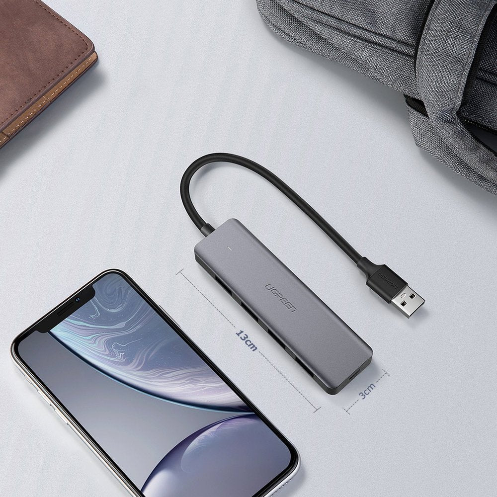 Hub USB UGREEN CM219, 4 x USB-A 3.0 - 1 x USB-C, Grigio