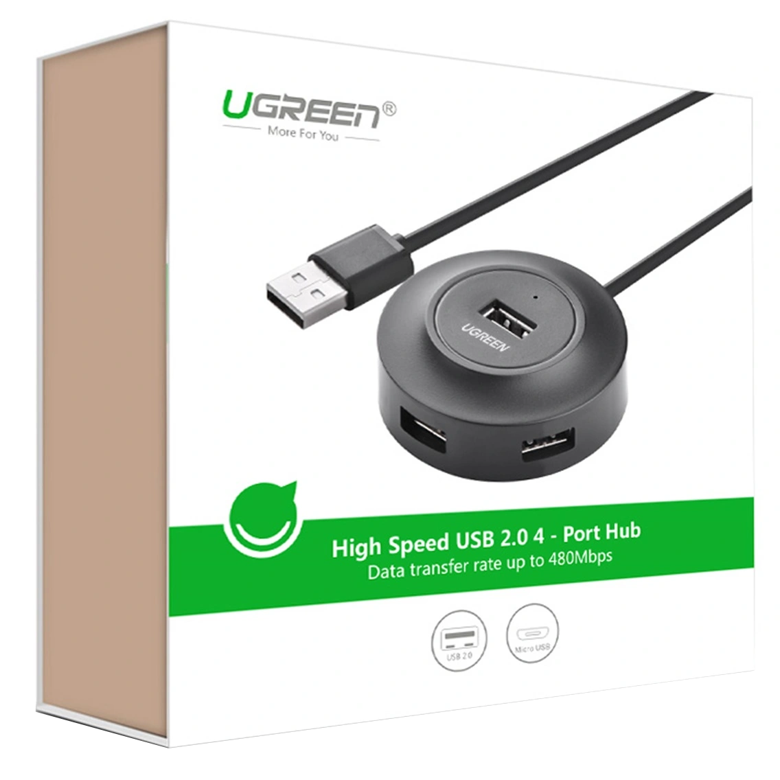 Hub USB UGREEN CR106, 4 x USB-A, 1m, Nero