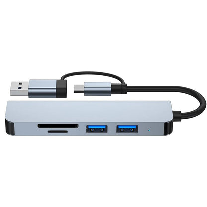 Hub USB / USB-C Techsuit H7 DataBridge, 5in1, Grigio