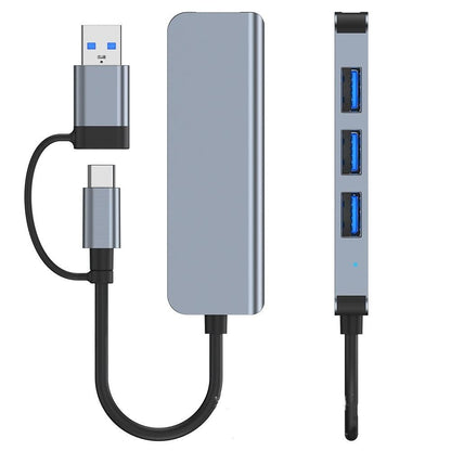 Hub USB / USB-C Techsuit H8 DataBridge, 4in1, Grigio