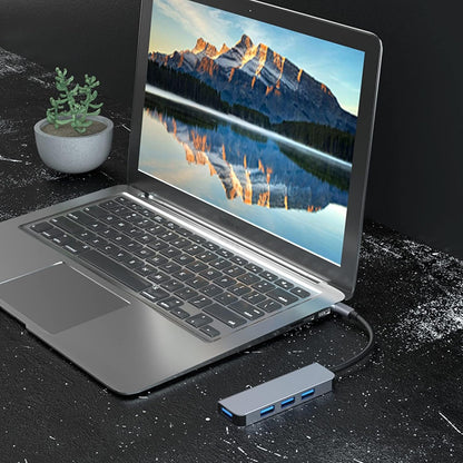 Hub USB / USB-C Techsuit H8 DataBridge, 4in1, Grigio