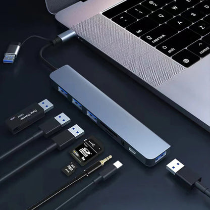 Hub USB / USB-C Techsuit H9 DataBridge, 8in1, Grigio