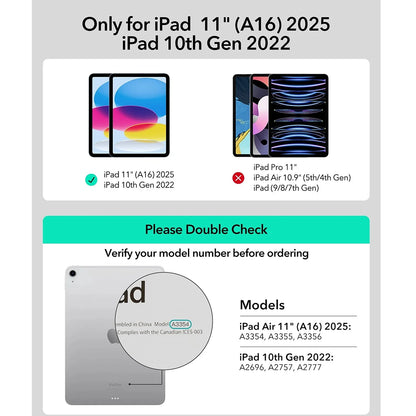 Custodia con Tastiera per Apple iPad (2025) / (2022), ESR, Rebound New, Nera