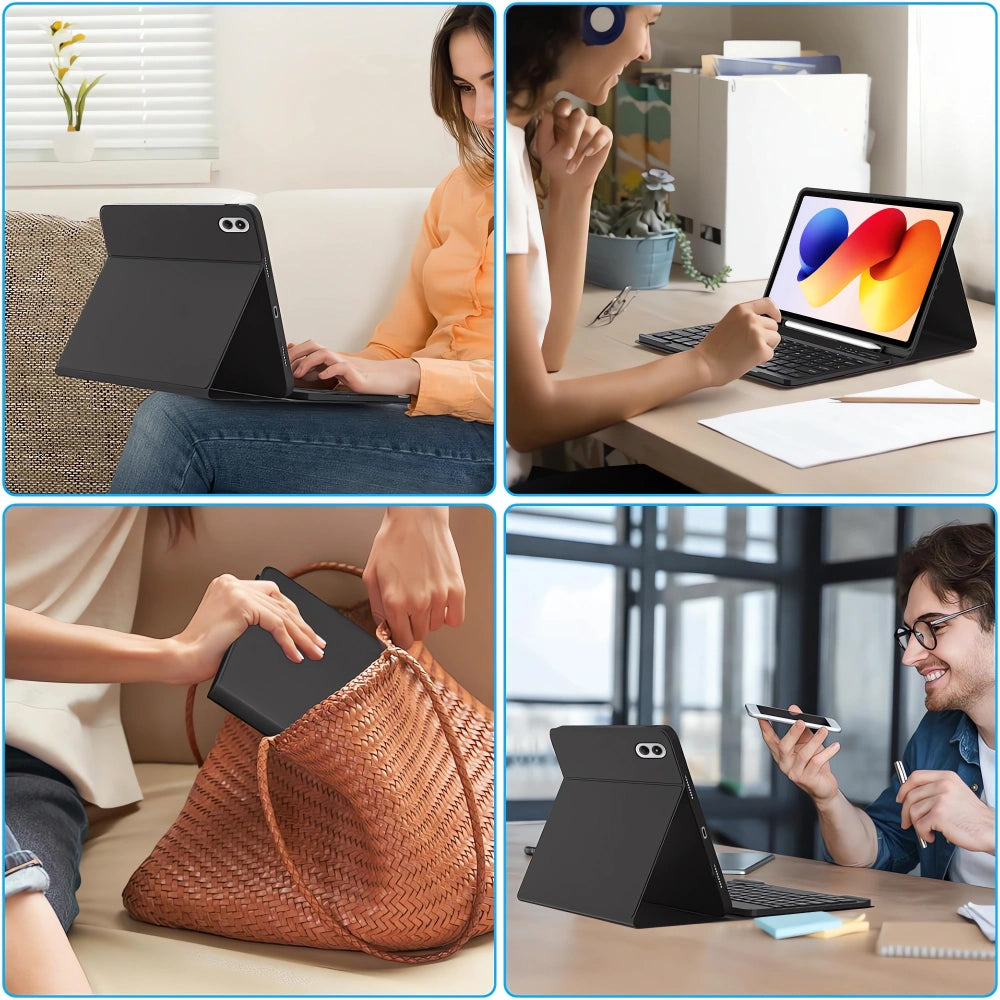 Custodia con tastiera per Xiaomi Poco Pad M1 / Redmi Pad 2 Pro, Tech-Protect, SC PEN, Nera