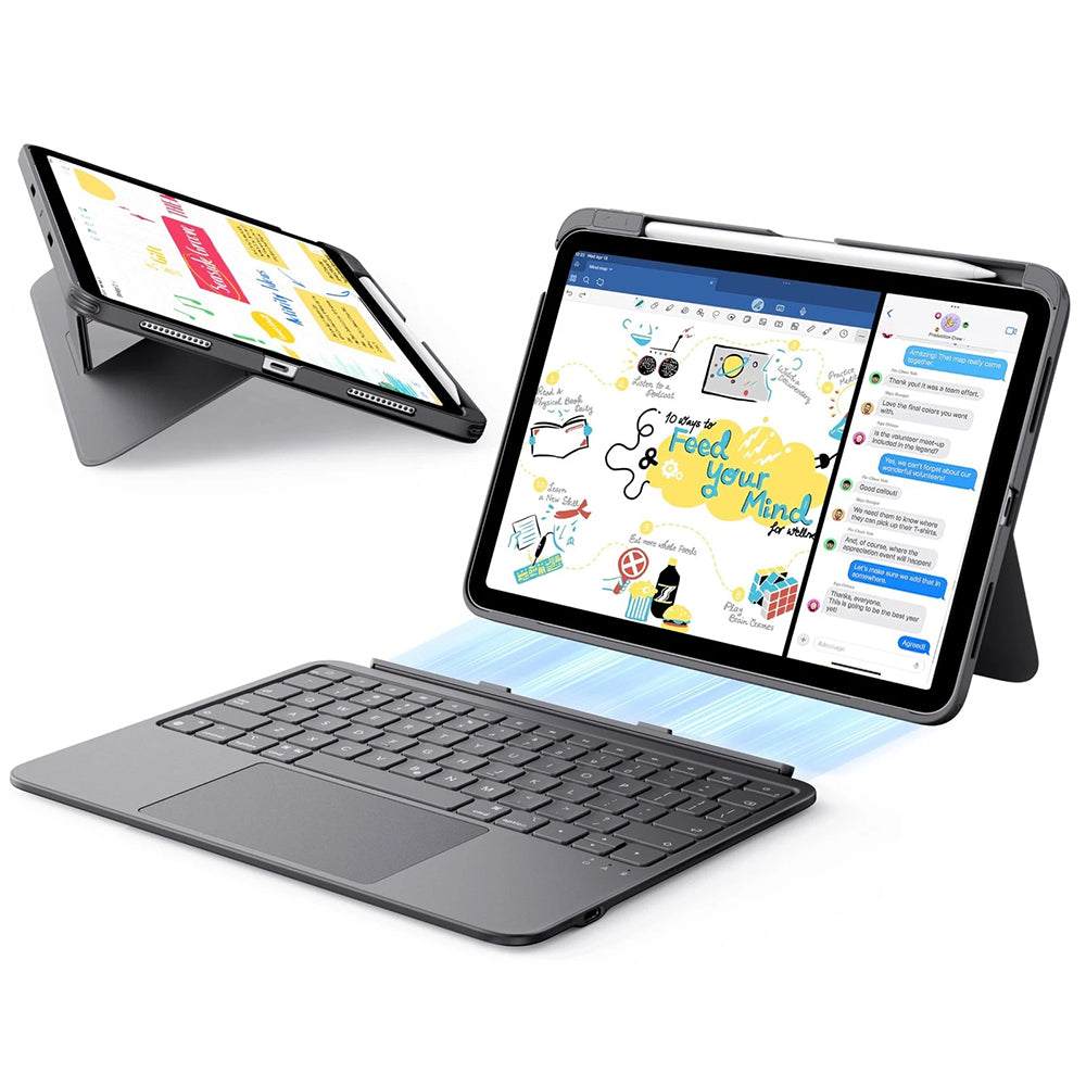 Custodia con Tastiera per Apple iPad Air 11 (2026) / iPad Air 11 (2025) / Air 11 (2024) / Air (2022) / Air (2020), ESR, Flex, Grigio