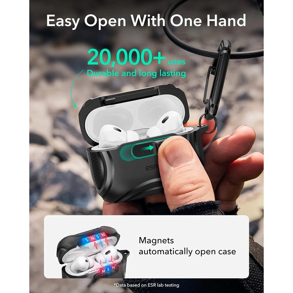 Custodia ESR Cyber FlickLock per Apple AirPods Pro 3, Nera
