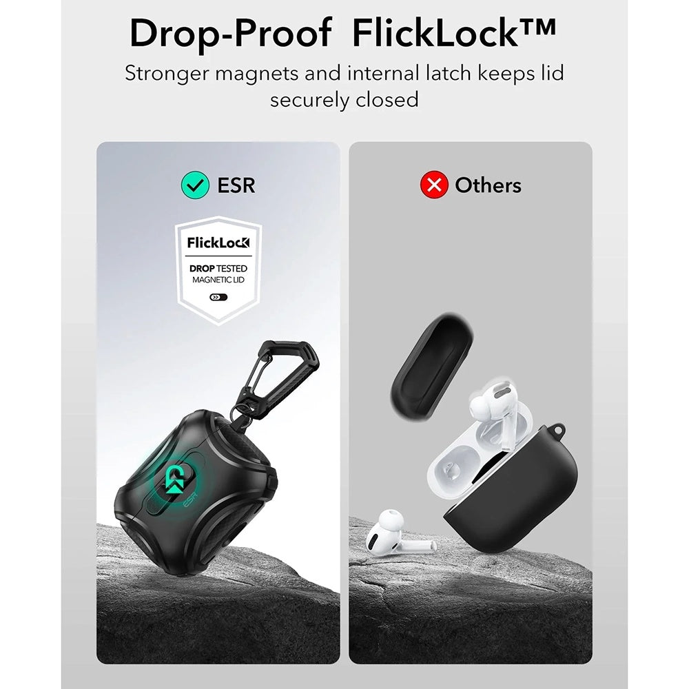 Custodia ESR Cyber FlickLock per Apple AirPods Pro 3, Nera