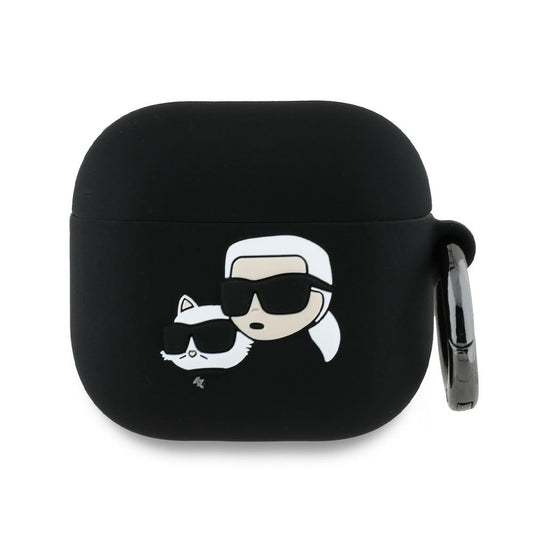 Custodia Karl Lagerfeld 3D Karl & Choupette's Heads per Apple AirPods 4, Nera