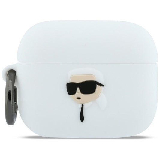 Custodia Karl Lagerfeld 3D Karl's Head per Apple AirPods Pro 3, Bianca