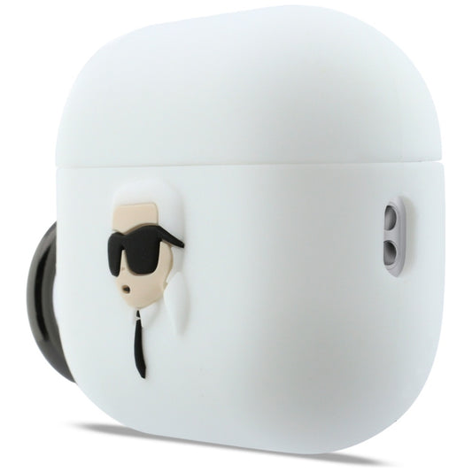 Custodia Karl Lagerfeld 3D Karl's Head per Apple AirPods Pro 3, Bianca