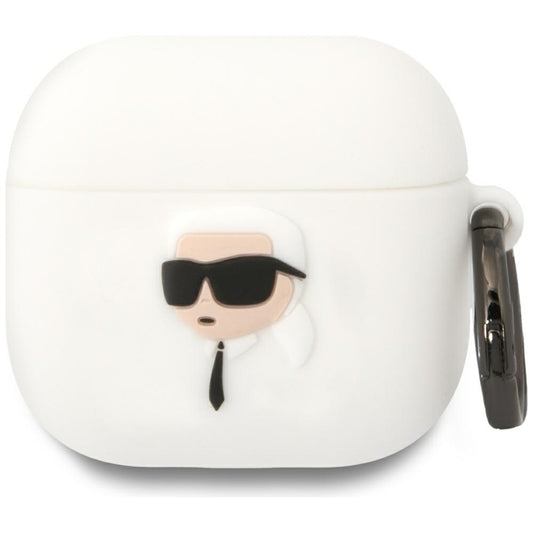 Custodia Karl Lagerfeld 3D NFT Karl's Head per Apple AirPods 4, Bianca