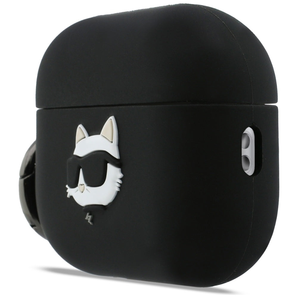 Custodia Karl Lagerfeld Silicone Choupette's Head 3D per Apple AirPods Pro 3, Nera