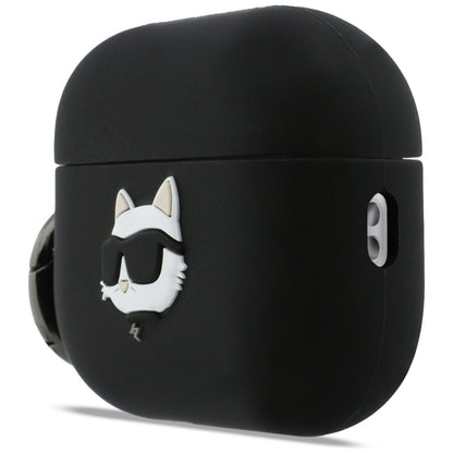Custodia Karl Lagerfeld Silicone Choupette's Head 3D per Apple AirPods Pro 3, Nera
