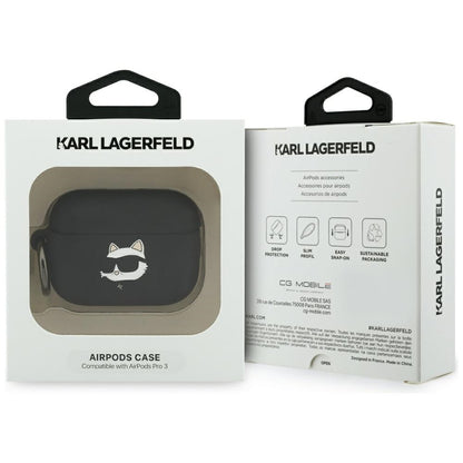 Custodia Karl Lagerfeld Silicone Choupette's Head 3D per Apple AirPods Pro 3, Nera